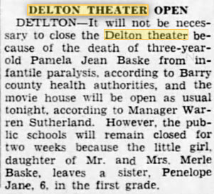 Delton Theatre - Nov 13 1948 Article